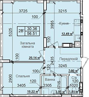 2-комнатная 56.51 м² в ЖК Петровский квартал от 18 000 грн/м², с. Святопетровское