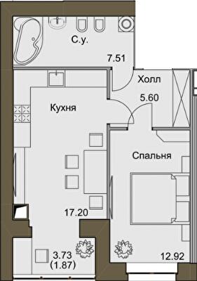 1-комнатная 45.1 м² в ЖК Софиевский квартал от 21 000 грн/м², с. Софиевская Борщаговка