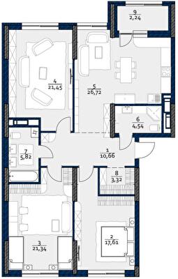 3-комнатная 113.7 м² в ЖК POLARIS Home&Plaza от 33 399 грн/м², Киев