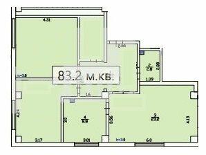 3-комнатная 83.2 м² в ЖК Усадьба от 16 000 грн/м², Днепр