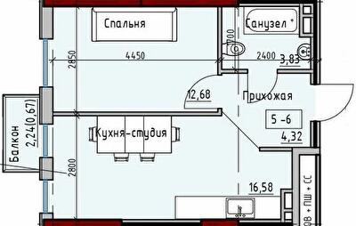 1-комнатная 38.08 м² в ЖК Пространство Eco City (Пространство на Радостной) от 23 850 грн/м², Одесса
