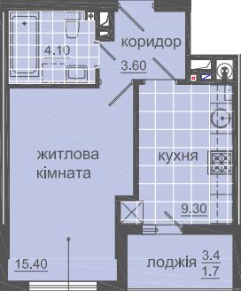 1-комнатная 34.1 м² в ЖК на ул. Баштанная, 6 от 33 900 грн/м², Львов