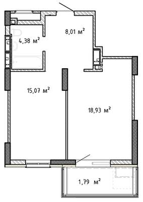 1-комнатная 48.18 м² в ЖК Krona Park II от 23 520 грн/м², г. Бровары