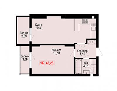 1-комнатная 48.28 м² в ЖК Цитадель-1 от 13 500 грн/м², Ивано-Франковск