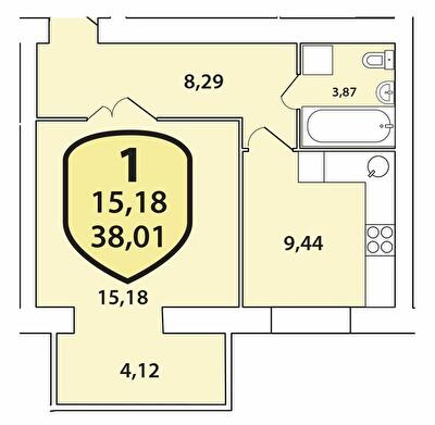 1-комнатная 38.01 м² в ЖК Олимпийский от 17 600 грн/м², Хмельницкий