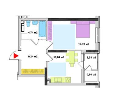 1-комнатная 42.8 м² в ЖК Академ-Квартал от 39 300 грн/м², Киев
