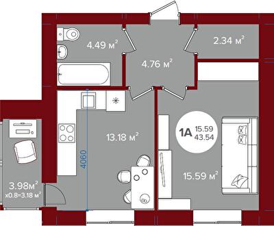 1-комнатная 43.54 м² в ЖК Олимп от 23 250 грн/м², г. Ирпень