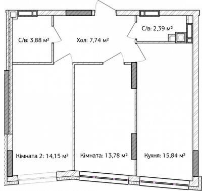 2-комнатная 57.78 м² в ЖК Синергия 3+ от 19 200 грн/м², г. Ирпень