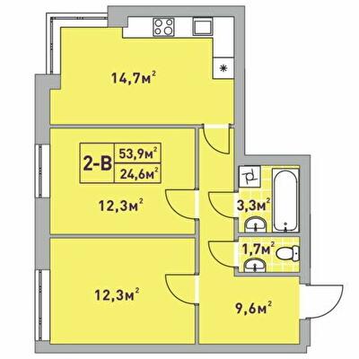 2-комнатная 53.9 м² в ЖК Центральный-2 от 24 100 грн/м², г. Ирпень