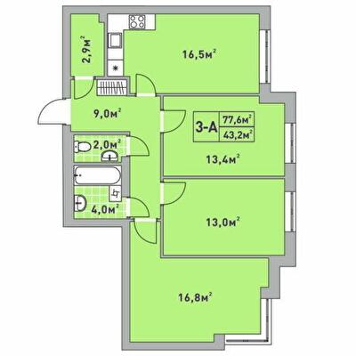 3-комнатная 77.6 м² в ЖК Центральный-2 от 30 800 грн/м², г. Ирпень