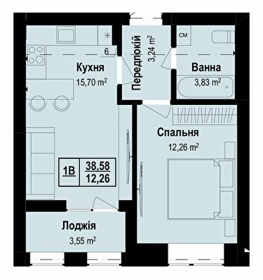 1-комнатная 38.58 м² в ЖК Vlasna от 22 000 грн/м², с. Ходосовка