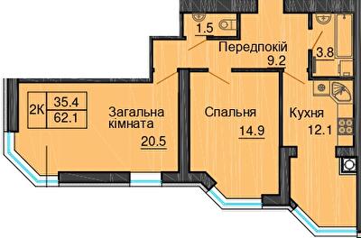 2-комнатная 62.1 м² в ЖК Sofia Nova от 24 000 грн/м², с. Новоселки