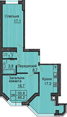 2-комнатная 65.2 м² в ЖК Sofia Nova от 24 000 грн/м², с. Новоселки