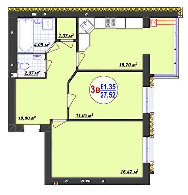 2-комнатная 61.35 м² в ЖК Кемпинг Сити от 16 200 грн/м², пгт Стрижавка