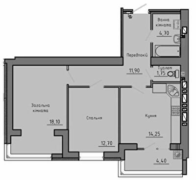 2-комнатная 67.8 м² в ЖК Триумф от 19 500 грн/м², Житомир