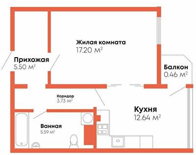 1-комнатная 45.12 м² в Мкрн Гражданский посад от 13 300 грн/м², Николаев