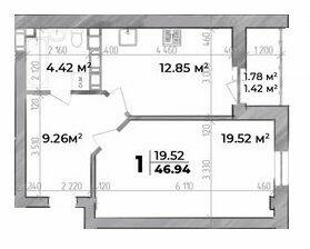 1-комнатная 46.94 м² в ЖК Standard LUX от 32 000 грн/м², Полтава