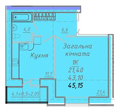 1-комнатная 45.15 м² в ЖК на ул. Никитченко, 3 от 20 500 грн/м², Полтава