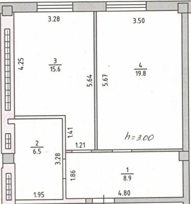 1-комнатная 50.8 м² в ЖК Спутник от 21 300 грн/м², Херсон