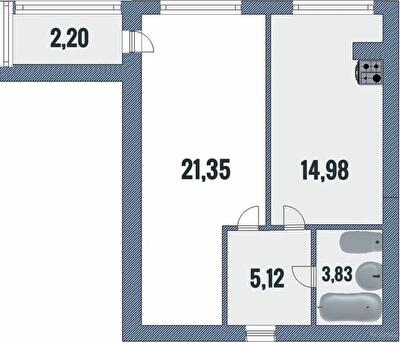 1-комнатная 47.48 м² в ЖК Лесной от 16 000 грн/м², Чернигов