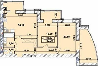 2-комнатная 83.28 м² в ЖК Масаны Панорама от 16 500 грн/м², Чернигов