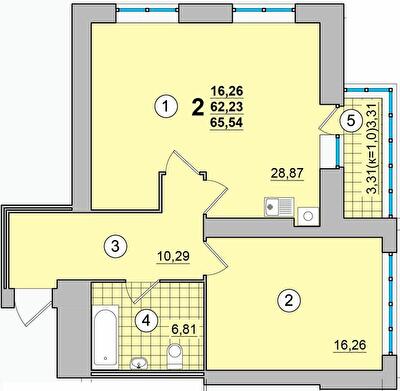 2-комнатная 65.54 м² в ЖК на Масанах от 13 500 грн/м², Чернигов