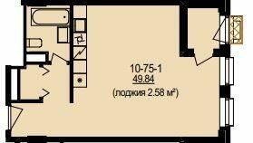 Свободная планировка 49.84 м² в ЖК DeLight Hall от 40 200 грн/м², Днепр
