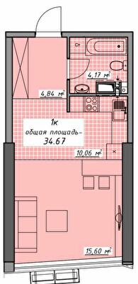 1-кімнатна 34.67 м² в ЖК Атмосфера від 22 850 грн/м², Одеса
