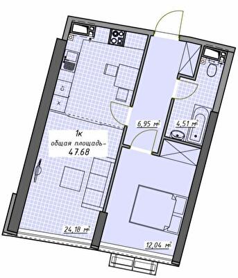 1-кімнатна 47.68 м² в ЖК Атмосфера від 22 850 грн/м², Одеса
