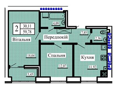 2-комнатная 59.78 м² в ЖК Новая Барселона от 15 700 грн/м², г. Ковель