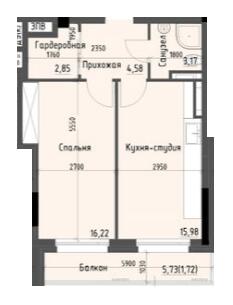 1-комнатная 44.52 м² в ЖК Пространство+ на Дачной от 31 250 грн/м², Одесса