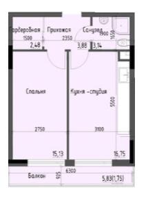 1-комнатная 43.13 м² в ЖК Пространство+ на Дачной от 31 250 грн/м², Одесса
