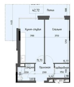1-комнатная 42.72 м² в ЖК Пространство+ на Дачной от 31 250 грн/м², Одесса