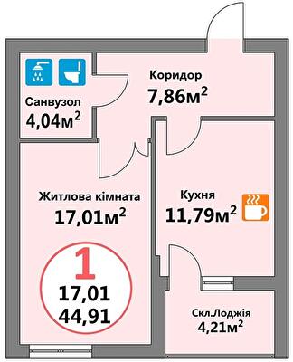 1-комнатная 44.91 м² в ЖК Эко-дом на Козельницкой от 43 500 грн/м², Львов