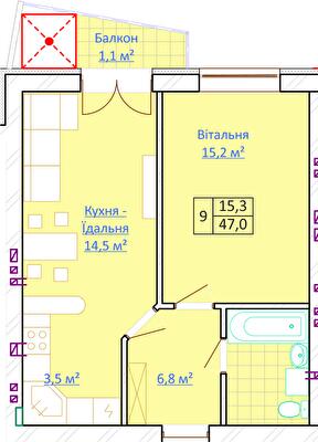 1-кімнатна 47 м² в КБ Довбуш від 24 000 грн/м², м. Трускавець