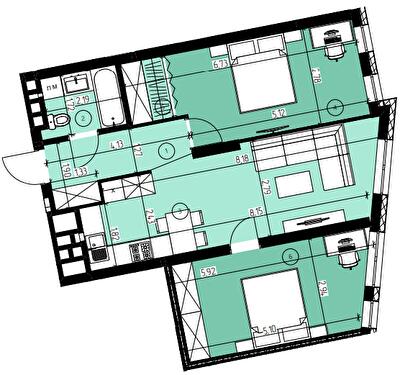 2-комнатная 63.98 м² в ЖК Green Park от 22 000 грн/м², г. Винники