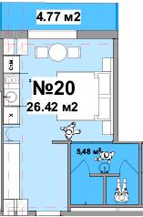 1-комнатная 26.42 м² в Апарт-комплекс Resort Medical Park от 90 750 грн/м², с. Поляница