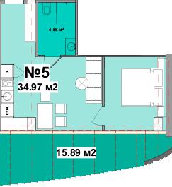 1-кімнатна 34.97 м² в Апарт-комплекс Resort Medical Park від 84 350 грн/м², с. Поляниця