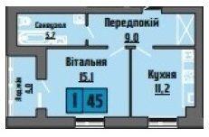 1-комнатная 45 м² в ЖК Династия от 18 000 грн/м², с. Тарасово