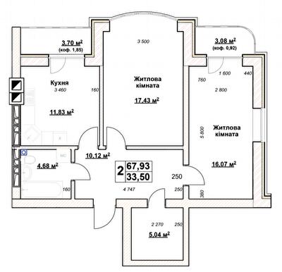 2-комнатная 67.93 м² в ЖК Гранд Парк от 21 000 грн/м², г. Бровары
