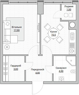 1-кімнатна 45 м² в ЖК Евромісто від 31 500 грн/м², с. Крюківщина