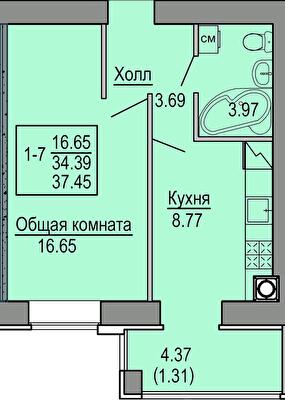 1-комнатная 37.45 м² в ЖК Софиевская сфера от 28 500 грн/м², с. Софиевская Борщаговка