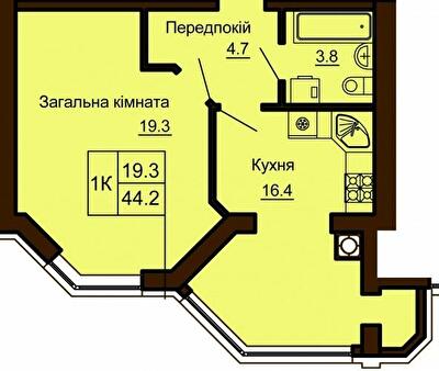 1-кімнатна 44.2 м² в ЖК Софія Клубний від 26 000 грн/м², с. Софіївська Борщагівка