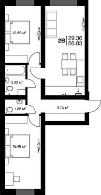 2-комнатная 66.83 м² в ЖК Irpin City от 22 350 грн/м², г. Ирпень