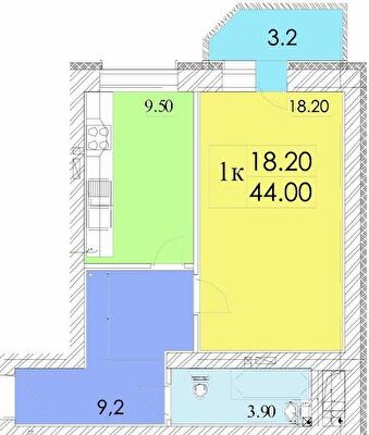 1-комнатная 44 м² в ЖК Idilika Avenue от 22 400 грн/м², г. Буча