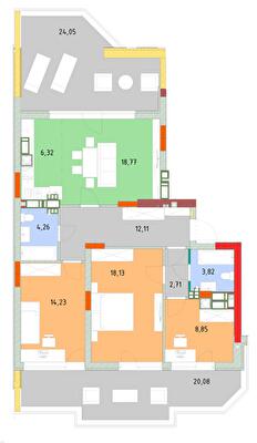 3-комнатная 105 м² в ЖК На Прорезной от 24 500 грн/м², пгт Гостомель