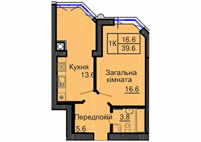1-комнатная 39.6 м² в ЖК София Резиденс от 33 000 грн/м², с. Софиевская Борщаговка