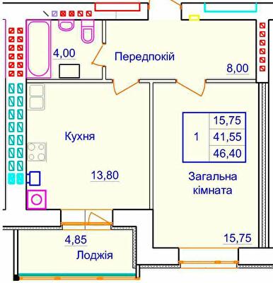 1-комнатная 46.4 м² в ЖК Европейский от 31 500 грн/м², Полтава