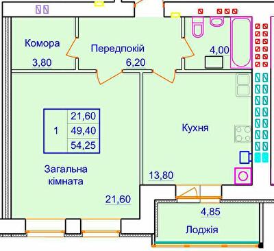 1-комнатная 54.25 м² в ЖК Европейский от 31 500 грн/м², Полтава
