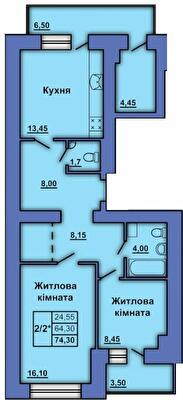 2-комнатная 74.3 м² в ЖК на ул. Степного Фронта, 20 от 21 000 грн/м², Полтава